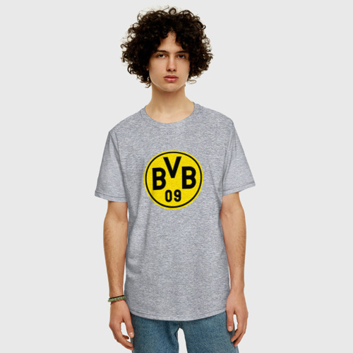 Мужская футболка хлопок Oversize Borussia fc sport, цвет меланж - фото 3