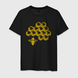 Пчела и соты – Мужская футболка хлопок с принтом купить со скидкой в -20%