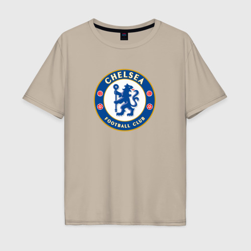 Мужская футболка хлопок Oversize Chelsea fc sport, цвет миндальный