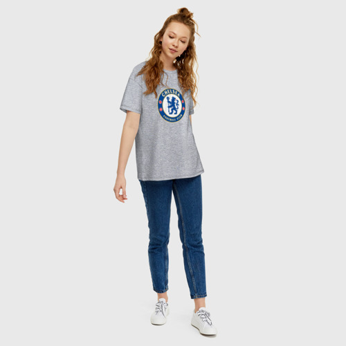 Женская футболка хлопок Oversize Chelsea fc sport, цвет меланж - фото 5