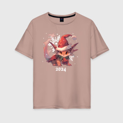 Happy dragon year 2024 – Женская футболка хлопок Oversize с принтом купить со скидкой в -16%