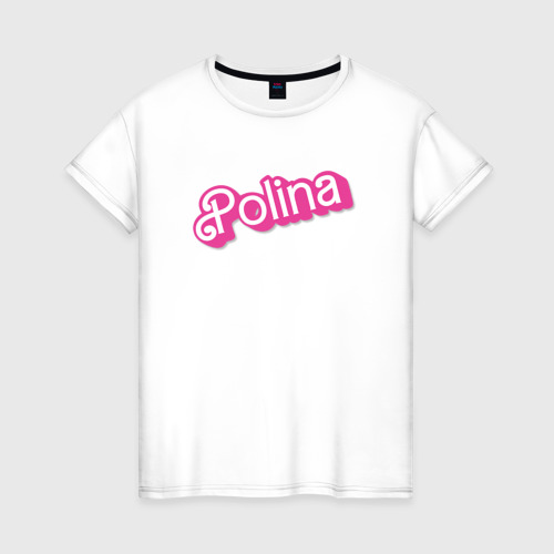 Женская футболка из хлопка с принтом Polina - retro barbie style, вид спереди №1