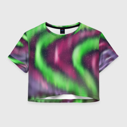 Женская футболка Crop-top 3D Абстрактное северное сияние