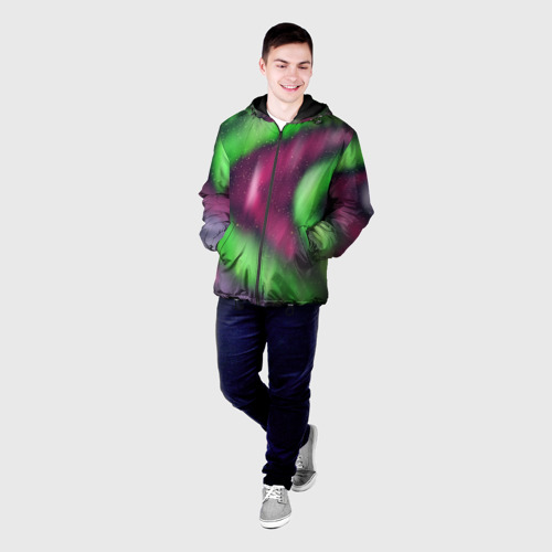 Мужская куртка 3D с принтом Абстрактное северное сияние, фото на моделе #1