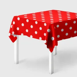 Скатерть 3D Белый горошек на красном