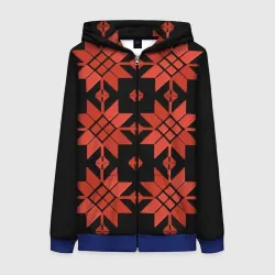 Женская толстовка 3D на молнии Удмуртский - вертикаль black