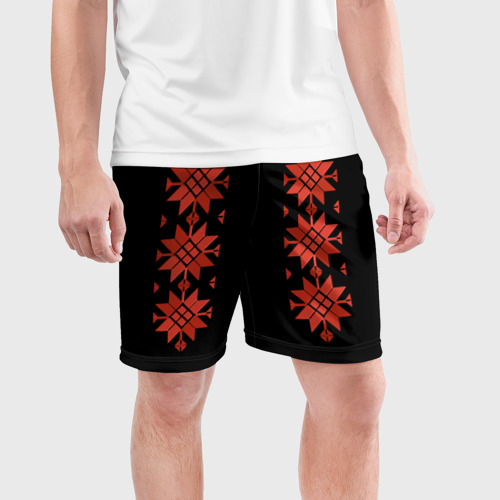 Мужские шорты спортивные Удмуртский - вертикаль black 2, цвет 3D печать - фото 3