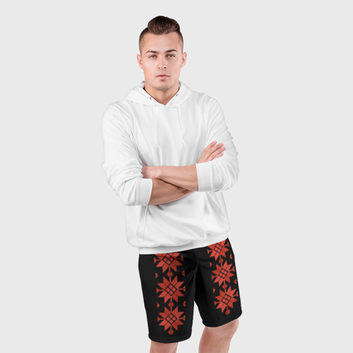 Мужские шорты спортивные Удмуртский - вертикаль black 2, цвет 3D печать - фото 5