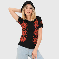 Женская футболка 3D Slim Удмуртский - вертикаль black 2 - фото 2