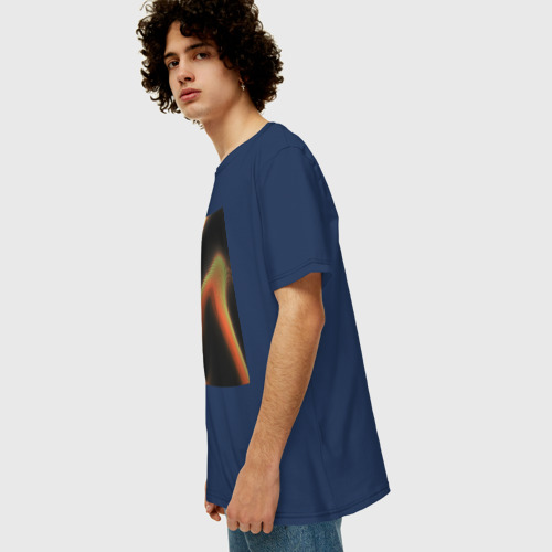 Мужская футболка хлопок Oversize Абтрактный геометрический 3д с волнами, цвет темно-синий - фото 5