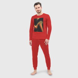 Мужская пижама с лонгсливом хлопок Абтрактный геометрический 3д с волнами - фото 2