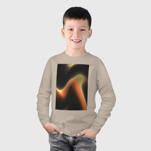 Детский лонгслив хлопок с принтом Абтрактный геометрический 3д с волнами, фото на моделе #1