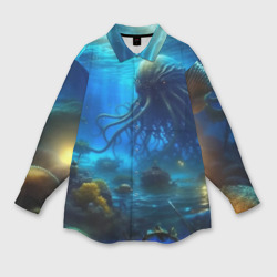 Женская рубашка oversize 3D Ктулху в океане