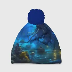 Шапка 3D c помпоном Ктулху в океане