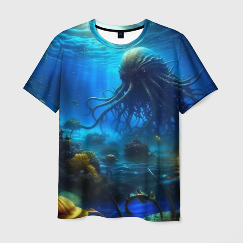 Мужская футболка 3D Ктулху в океане, цвет 3D печать