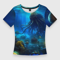 Женская футболка 3D Slim Ктулху в океане