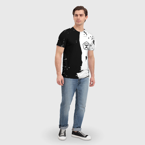 Мужская футболка 3D СССР знак качества - брызги чёрно-белые, цвет 3D печать - фото 5