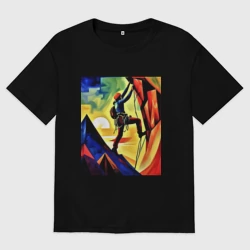 Женская футболка хлопок Oversize Скалолаз экстримал