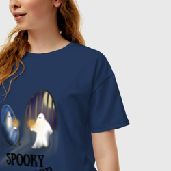 Женская футболка хлопок Oversize Spooky season - фото 2