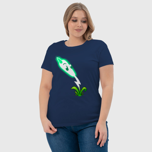 Женская футболка хлопок Тростник-молния, цвет темно-синий - фото 6