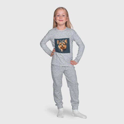 Детская пижама с лонгсливом хлопок с принтом Йоркширский терьер графический стиль, фото #4