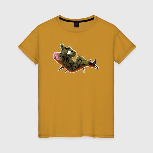Женская футболка хлопок Спрингтрап на отдыхе, цвет горчичный
