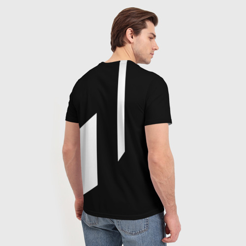 Мужская футболка 3D с принтом Ведьмак линии киберпанк, вид сзади #2