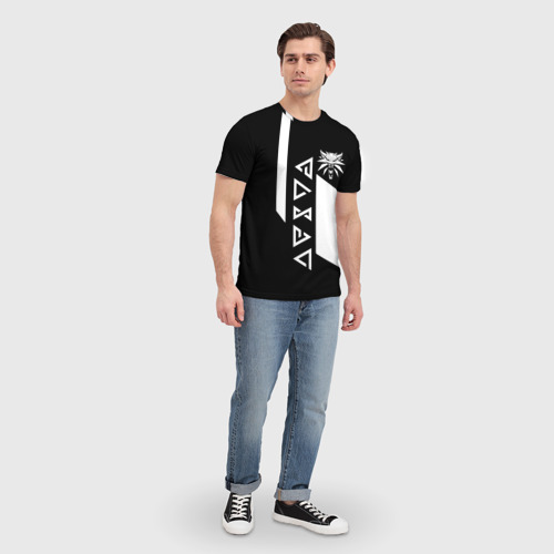 Мужская футболка 3D с принтом Ведьмак линии киберпанк, вид сбоку #3