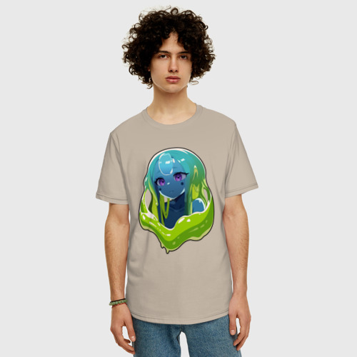 Мужская футболка хлопок Oversize Девушка Слизь, цвет миндальный - фото 3