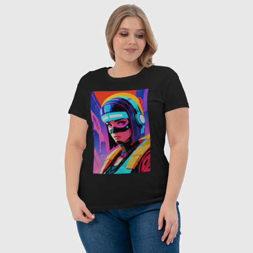 Женская футболка хлопок Пилот космического корабля, цвет черный - фото 6