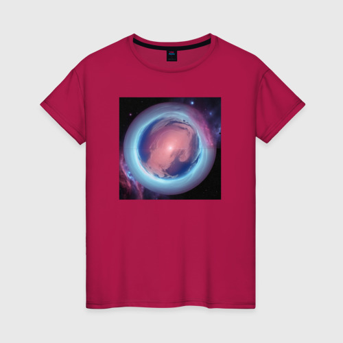 Женская футболка хлопок Планета из космоса, цвет маджента