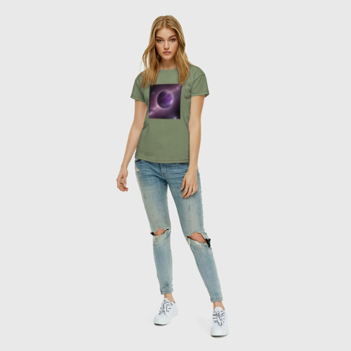 Женская футболка хлопок Планета фиолет, цвет авокадо - фото 5