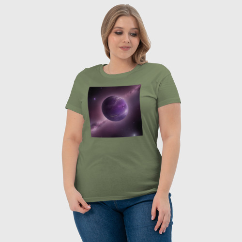 Женская футболка хлопок Планета фиолет, цвет авокадо - фото 6