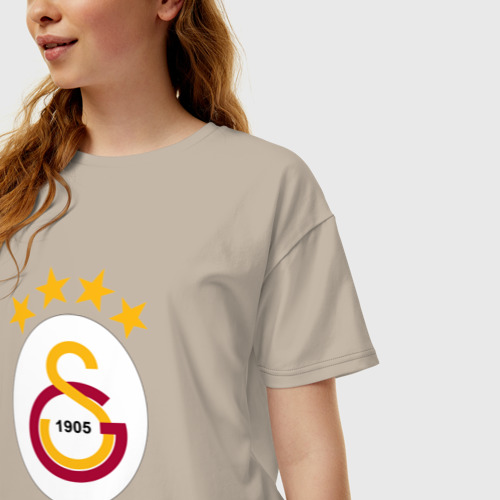 Женская футболка хлопок Oversize с принтом Galatasaray fc sport, фото на моделе #1