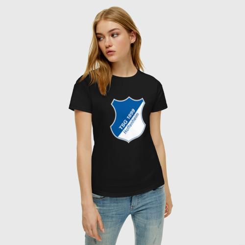 Женская футболка хлопок Hoffenheim fc germany, цвет черный - фото 3