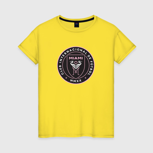 Женская футболка хлопок Miami fc club, цвет желтый