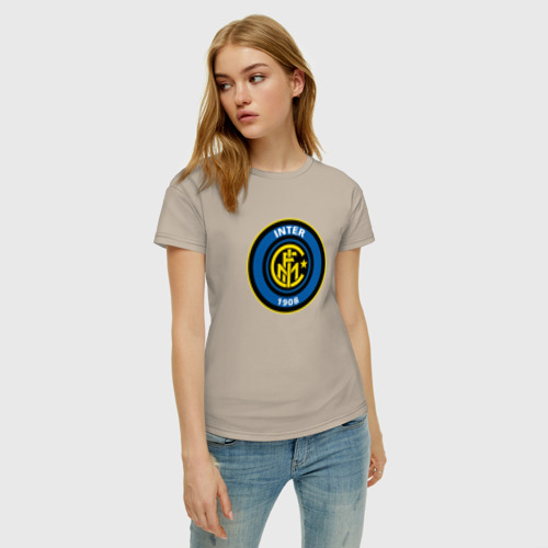Женская футболка хлопок Inter sport fc, цвет миндальный - фото 3