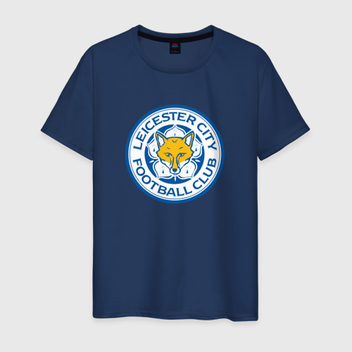 Мужская футболка хлопок Leicester city fc, цвет темно-синий