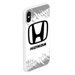 Чехол для iPhone XS Max матовый Honda speed на светлом фоне со следами шин - фото 2