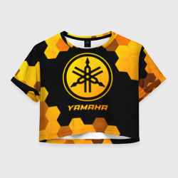 Женская футболка Crop-top 3D Yamaha - gold gradient