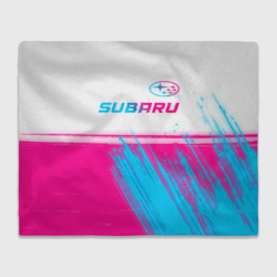 Плед 3D Subaru neon gradient style: символ сверху