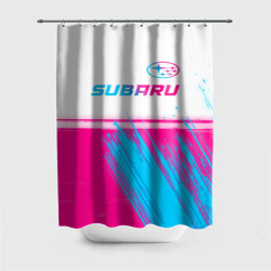 Штора 3D для ванной Subaru neon gradient style: символ сверху