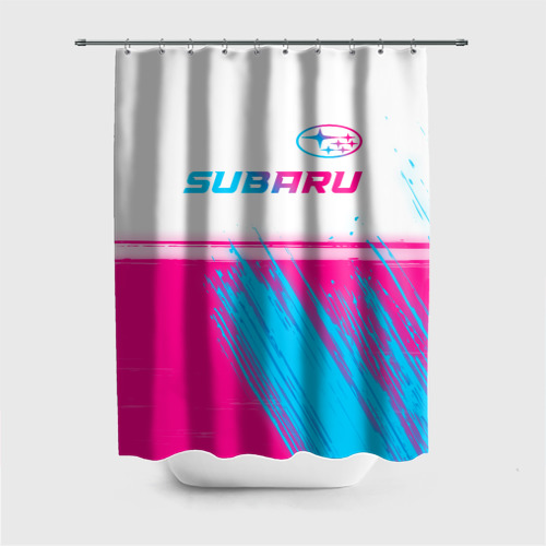 Штора 3D для ванной Subaru neon gradient style: символ сверху