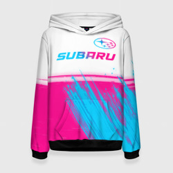 Женская толстовка 3D Subaru neon gradient style: символ сверху