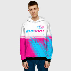 Мужская толстовка 3D Subaru neon gradient style: символ сверху - фото 2