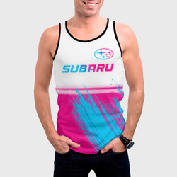 Мужская майка 3D Subaru neon gradient style: символ сверху - фото 2