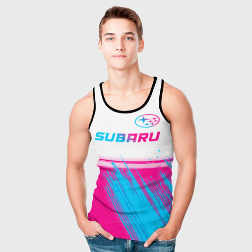 Мужская майка 3D Subaru neon gradient style: символ сверху, цвет 3D печать - фото 5