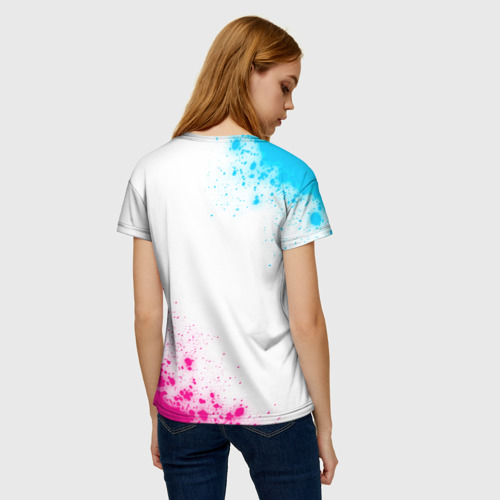 Женская футболка 3D с принтом Renault neon gradient style: надпись, символ, вид сзади #2