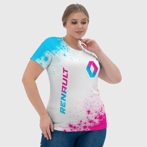 Женская футболка 3D с принтом Renault neon gradient style: надпись, символ, фото #4