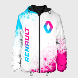 Мужская куртка 3D Renault neon gradient style: надпись, символ